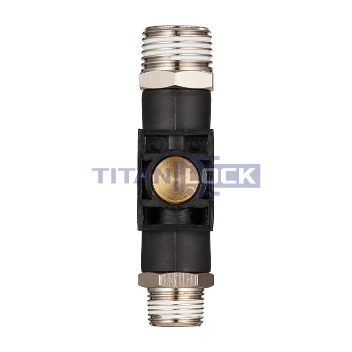 Фитинг прямой с краном, резьба 1/2", пластик, тип HVSS, TLP-HVSS04 TITAN LOCK