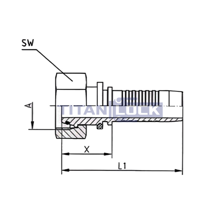 Фитинг DN 12 DKOL (Г) M22X1.5, TL-DKOL12F22X1.5 TITAN LOCK