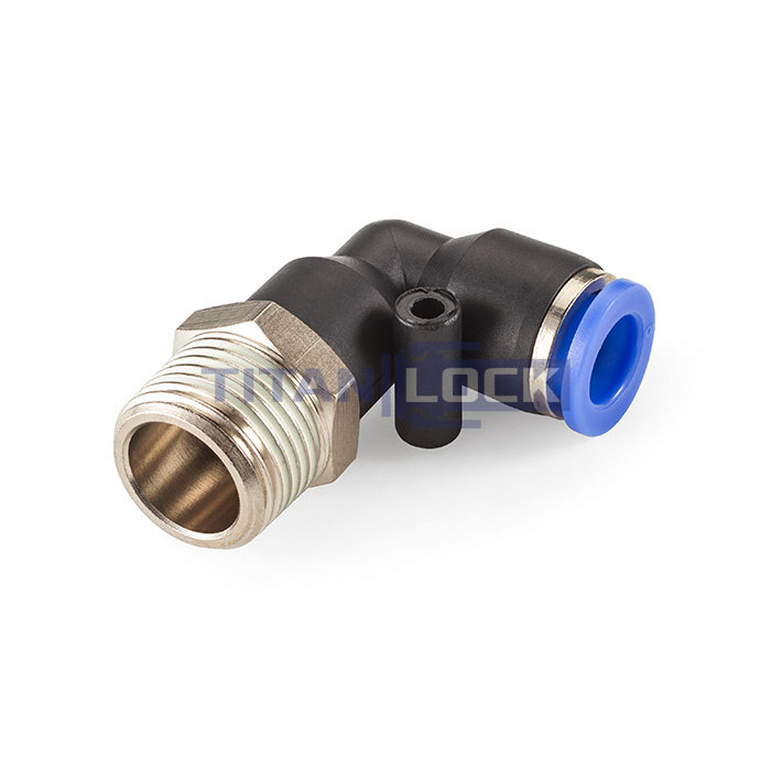 Фитинг цанговый угловой 10 мм, наруж. резьба 1/2", пластик, тип PL, TLP-PL10-04 TITAN LOCK