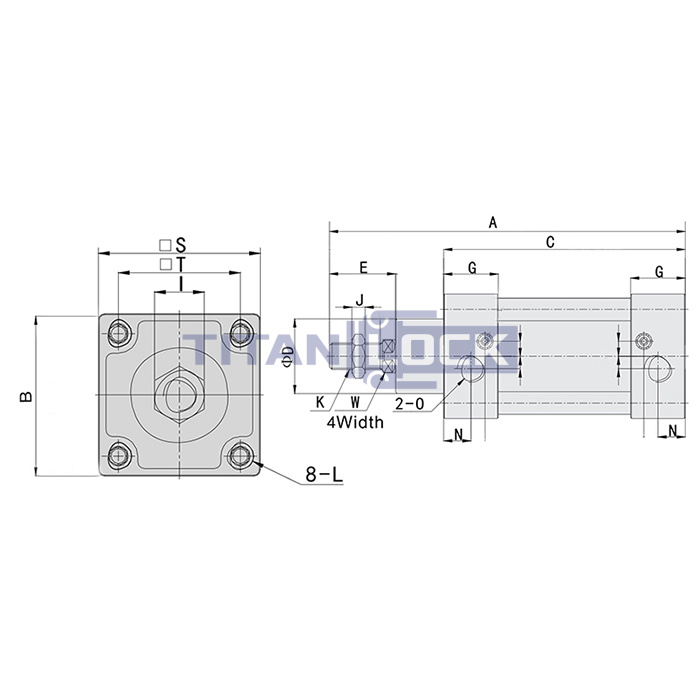 Пневмоцилиндр серии SI, 32X50, TLP-PC32X50SI TITAN LOCK