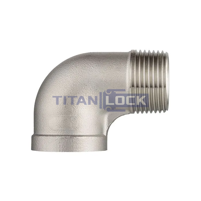 Отвод 90° нержавеющий (уголок) НР/ВР, 1 1/2" AISI304 TL150ELMF TITAN LOCK