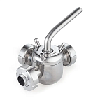 Кран пробковый трехходовой нерж 304, тип L, DN32, TL3СV32L-S TITAN LOCK