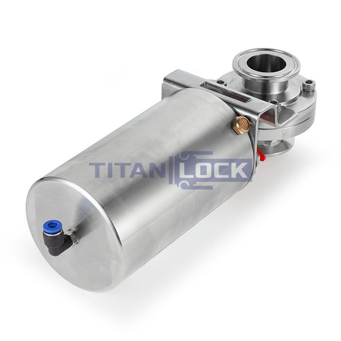 Затвор дисковый с пневмоприводом нерж. 304 DN40, тип clamp-clamp, DIN TLSD40CLS-P TITAN LOCK