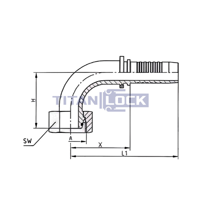 Фитинг DN 10 DKOS (Г) M20x1.5 (90), TL-DKOS10F20X1.5-90 TITAN LOCK