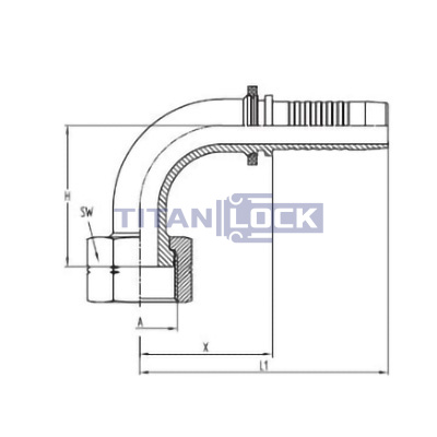 Фитинг DN 10 ORFS (Г) 13/16" (90), TL-ORFS10F13/16-90 TITAN LOCK