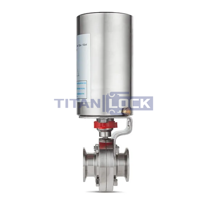 Затвор дисковый с пневмоприводом нерж. 304 DN32, тип clamp-clamp, DIN TLSD32CLS-P TITAN LOCK