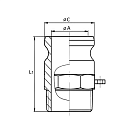 Камлок полипропиленовый тип F ниппель, наружная резьба BSP 3/4", TL75FPP TITAN LOCK