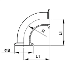 Отвод под Clamp 90 градусов, DN 50, нерж. сталь 316, TLCB50/90SS TITAN LOCK