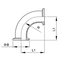 Отвод под Clamp 90 градусов, DN 65, нерж. сталь 316, TLCB65/90SS TITAN LOCK