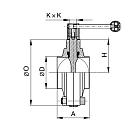Затвор дисковый нержавеющий (AISI316) DN50, типа сварка-сварка TLSD050WDSS TITAN LOCK