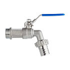 Кран шаровый водоразборный со штуцером, резьба BSP 3/4", нерж.сталь, TL75BCV TITAN LOCK