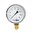 Манометр нержавеющий виброустойчивый, 16/0,2 Бар, корп.63мм, креп.снизу 3/8, TLSPGV63D3/8 TITAN LOCK
