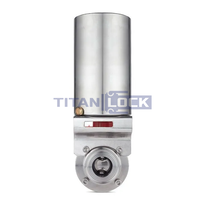 Затвор дисковый с пневмоприводом нерж. 304 DN32, тип clamp-clamp, DIN TLSD32CLS-P TITAN LOCK