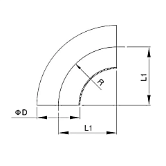 Отвод под сварку, 90 градусов, DN 40, нерж. сталь 316, TLWB40/90SS TITAN LOCK