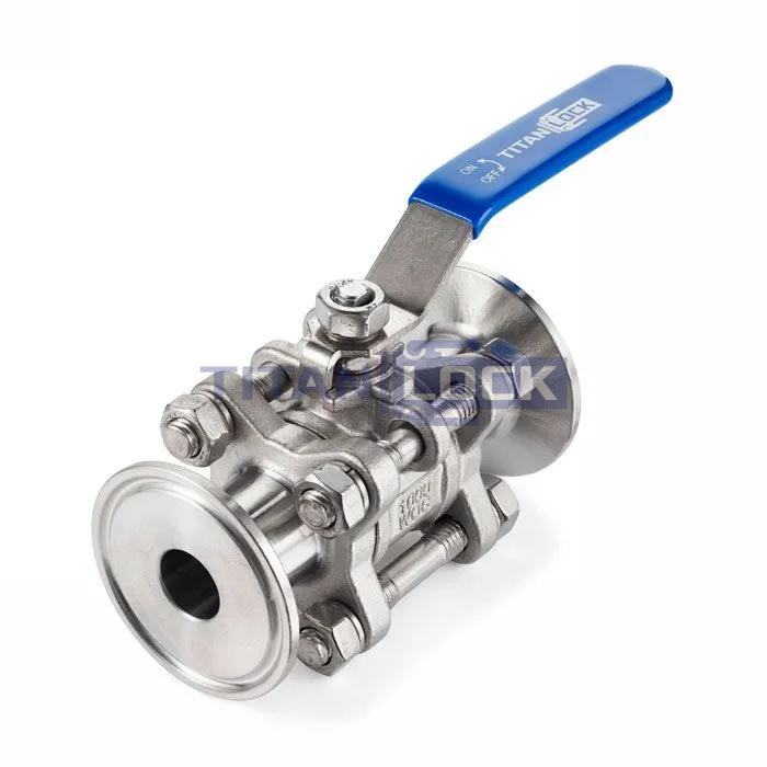 Трехсоставной шаровый кран из нержавеющей стали (AISI 304) типа "clamp-clamp", 3", TL300TPBVSS-CL TITAN LOCK