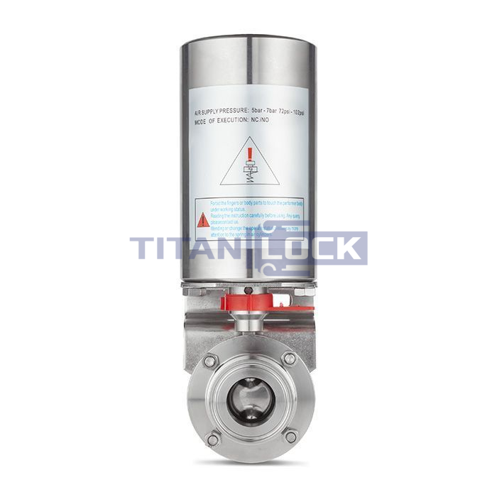 Затвор дисковый с пневмоприводом нерж. 304 DN40, тип clamp-clamp, DIN TLSD40CLS-P TITAN LOCK