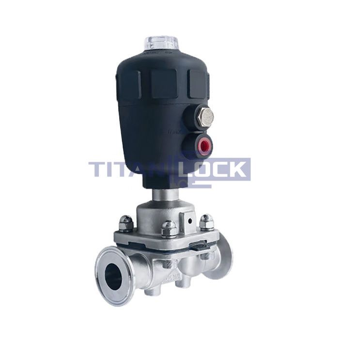 Мембранный клапан нерж.316 типа clamp, с пневмоприводом (полипроп.), DN40 DIN TL40DVCL-PP TITAN LOCK