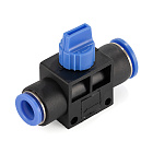 Фитинг прямой с краном, цанговый 10 мм, пластик, тип HVFF, TLP-HVFF10 TITAN LOCK