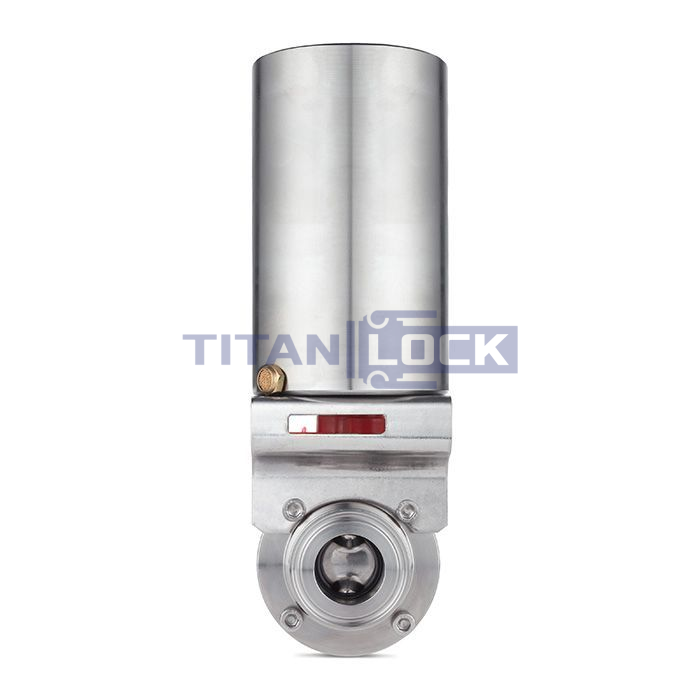 Затвор дисковый с пневмоприводом нерж. 304 DN40, тип clamp-clamp, DIN TLSD40CLS-P TITAN LOCK