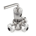 Кран пробковый трехходовой нерж 304, тип T, DN25, TL3CV25T-S TITAN LOCK