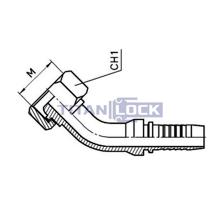 Фитинг DN 06 DK (Г) M14X1.5 (45), TL-DK06F14X1.5-45 TITAN LOCK