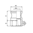 Камлок полипропиленовый тип А ниппель, внутр. резьба BSP 2", TL200APP TITAN LOCK