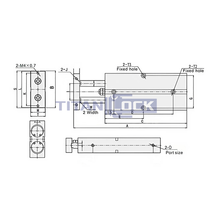 Пневмоцилиндр двухпоршневой серии TN, 16X40, TLP-PC16X40TN TITAN LOCK