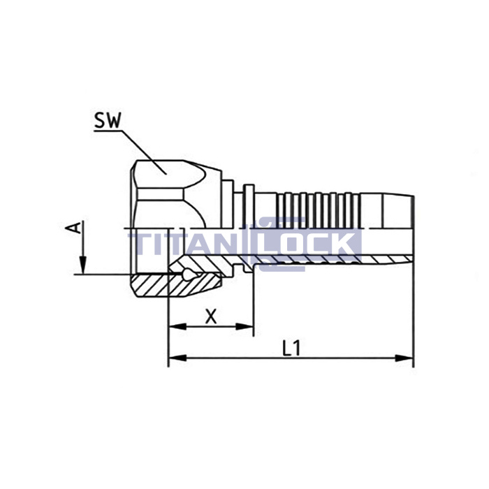 Фитинг DN 06 JIC (Г) 7/16", TL-JIC06F7/16 TITAN LOCK