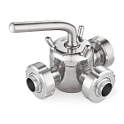 Кран пробковый трехходовой нерж 304, тип T, DN25, TL3CV25T-S TITAN LOCK