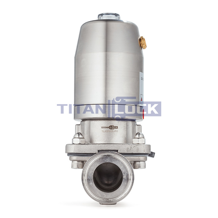 Мембранный клапан нерж.316 типа clamp, с пневмоприводом (нерж.), DN20 DIN TL20DVCL-PS TITAN LOCK