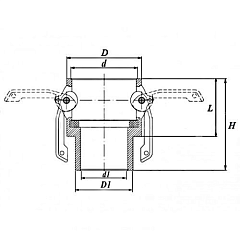Камлок алюминиевый тип B розетка, наруж. резьба BSP 1 1/2", TL150BAL TITAN LOCK