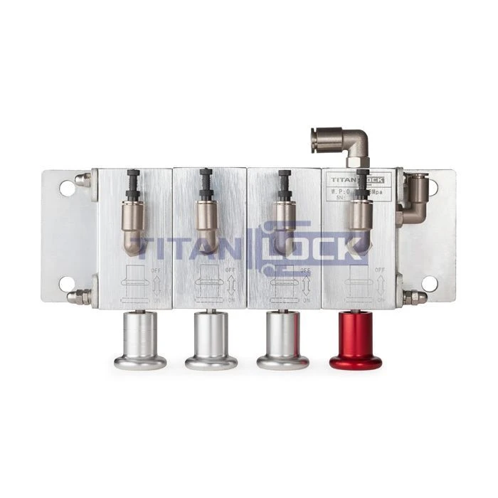 4Пневматический блок управления донными клапанами автоцистерны 3-х отсечный, алюминий, TLCU3 TITAN LOCK