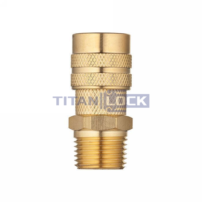 БРС серия D, ISO 6150 B, розетка, нар.резьба, латунь, 1/4in TL2DFS-B TITAN LOCK