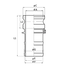 Камлок полипропиленовый тип E, ниппель с хвостовиком 2 1/2", TL250EPP TITAN LOCK