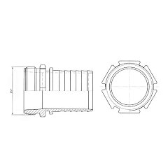 Штуцер с наружной резьбой под рукав, нерж. сталь, 2,5in TLSM65SS TITAN LOCK