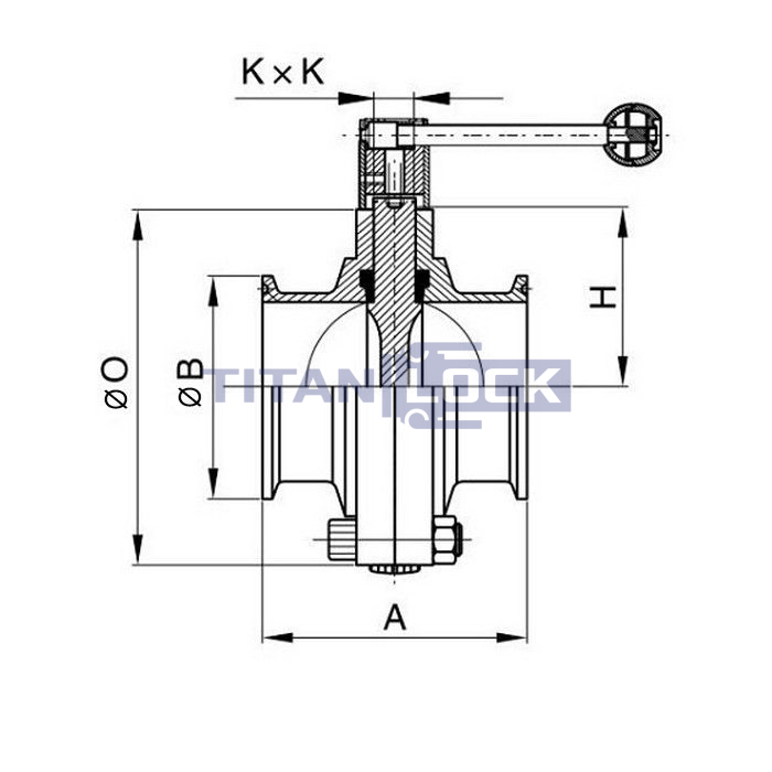 Затвор дисковый нержавеющий (AISI304) DN150, типа clamp-clamp TLSD150CLS TITAN LOCK