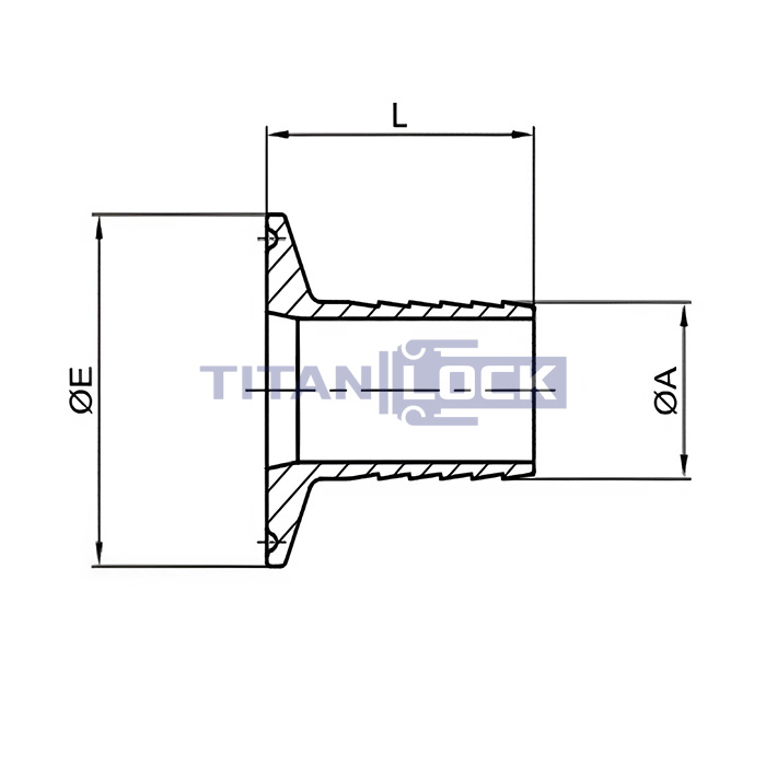 Штуцер CLAMP под приварку DN150 нерж. 316, фланец 183мм, DIN TL150CLW-2 TITAN LOCK