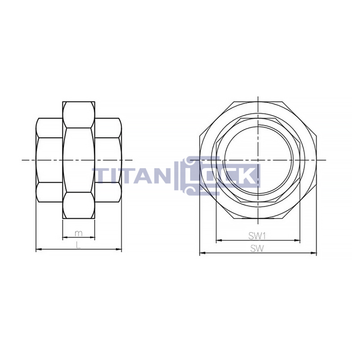 Американка конусная нержавеющая (AISI304) 1", ВР/ВР TL100UFFC TITAN LOCK