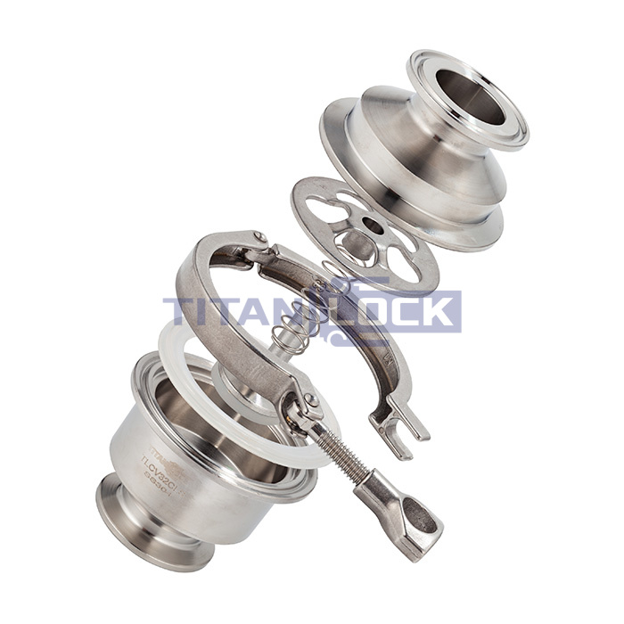 Обратный клапан нержавеющий (AISI304) DN40, типа clamp-clamp TLCV040CLS TITAN LOCK