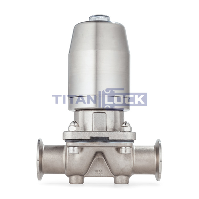 Мембранный клапан нерж.316 типа clamp, с пневмоприводом (нерж.), DN20 DIN TL20DVCL-PS TITAN LOCK