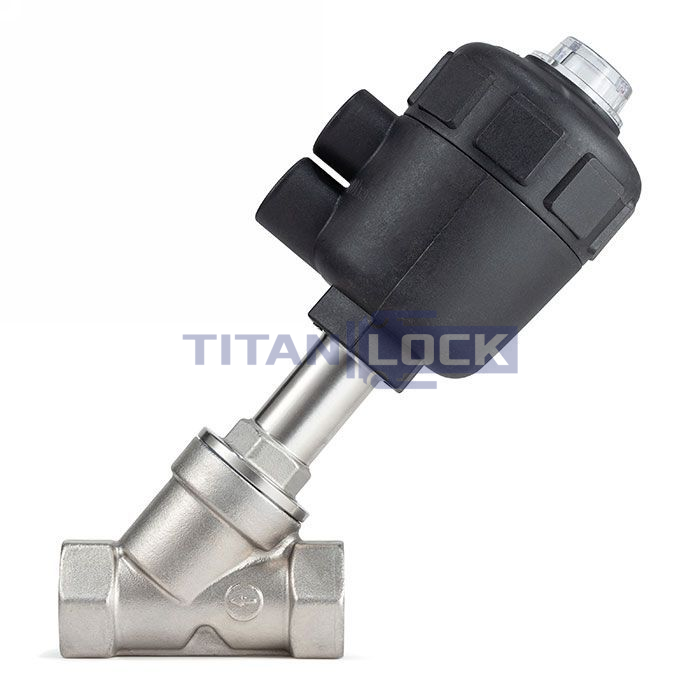 Седельный клапан наклонный, нерж. 304 с пневмоприводом (полипроп.), DN40 TL40CPAVPP TITAN LOCK