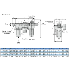 Блок подготовки воздуха AC 3000-03, 3/8" 2000 л/мин, TLP-AC3000-03 TITAN LOCK